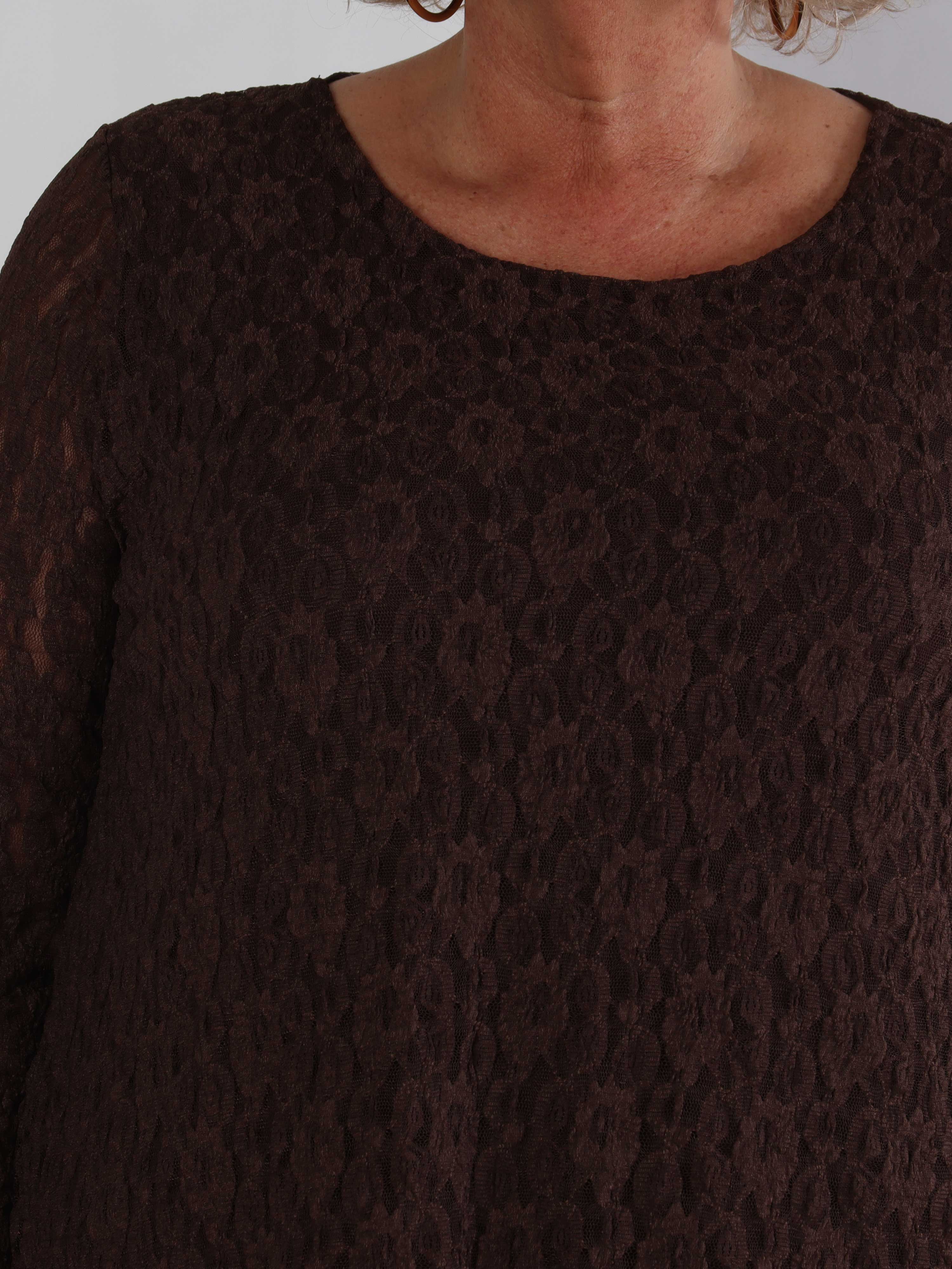 Candidas - Plus size blondetunika med chiffonlag